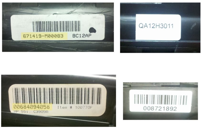 How do I find the barcode number of my toner cartridge?